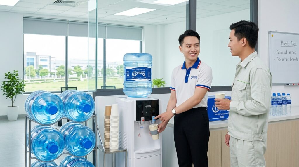nước bình BaHuNa 19L cho văn phòng công ty Bình Dương